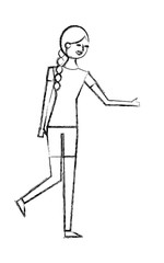 young woman people character gesturing with arms vector illustration sketch design