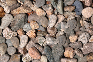 gray rounded stones of heterogeneous structure, background