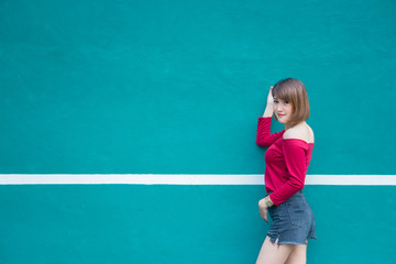 Cool Asian hipsters girl posing for take a photo,lifestyle of modern woman,Thai people in hippie style