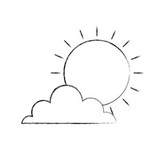 weather summer season sun clouds day vector illustration sketch design