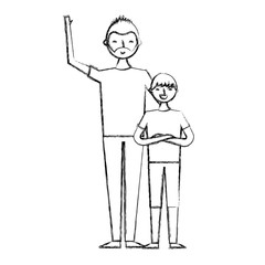 beard young man with boy together vector illustration sketch design