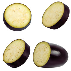 Fresh eggplant isolated on white background  with clipping path