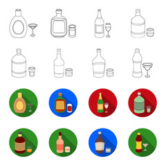 Whiskey, liquor, rum, vermouth.Alcohol set collection icons in outline,flet style vector symbol stock illustration web. © pandavector