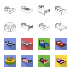 Different beds outline,flet icons in set collection for design. Furniture for sleeping vector isometric symbol stock web illustration. © pandavector