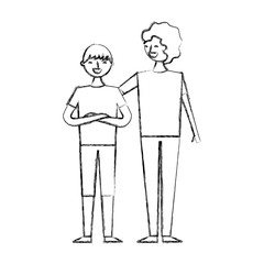 beard young man with boy together vector illustration sketch design