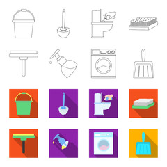 Cleaning and maid outline,flet icons in set collection for design. Equipment for cleaning vector symbol stock web illustration. © pandavector