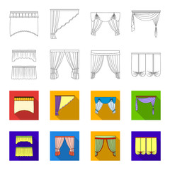 Different types of window curtains.Curtains set collection icons in outline,flet style vector symbol stock illustration web. © pandavector