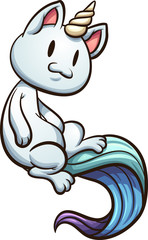 Happy cartoon floating caticorn. Vector clip art illustration with simple gradients. All in a single layer. 