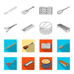Musical instrument outline,flet icons in set collection for design. String and Wind instrument isometric vector symbol stock web illustration. © pandavector