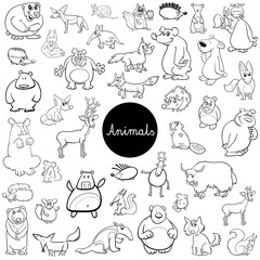 cartoon wild animal characters set color book