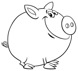 funny pig cartoon character color book