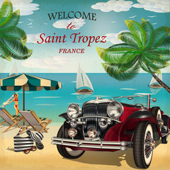 Welcome to Saint Tropez retro poster.