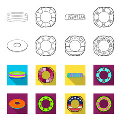 Multicolored swimming circle outline,flet icons in set collection for design. Different lifebuoys vector symbol stock web illustration. © pandavector