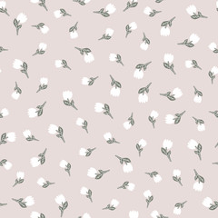 Pale pastel color vector seamless pattern whith light tulips. Texture for wrapping paper, scrapbooking design