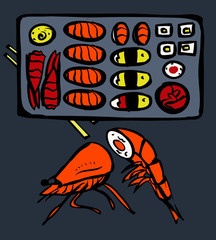 Sushi restaurant icons set