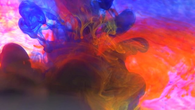 Acrylic colors and ink in water. Abstract frame background. Isolated on white.