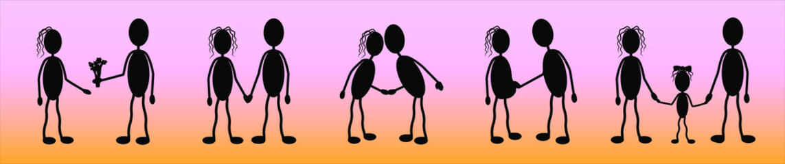 vector, silhouettes of a young couple in love, a story of love and the creation of a family