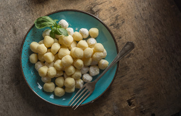 Raw gnocchi, typical Italian made of potato, flour and egg dish.