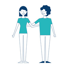 couple of young people relationship characters vector illustration green and blue design