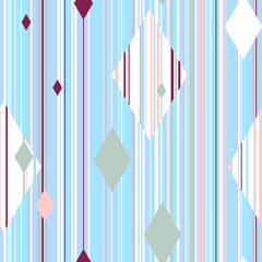 Seamless repeatable pattern with colored vertical lines and rhombuses.
