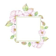 Watercolor floral frame 4. Watercolor background with delicate flowers