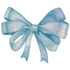 Ribbon bow. Watercolor image of a knotted bow.