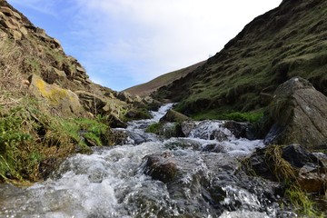Mourier valley, Jersey, U.K.
Gushing stream at low level.