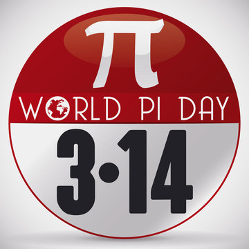 Commemorative Pin for World Pi Day Celebration in March 14, Vector Illustration