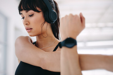 Woman warming up for her training