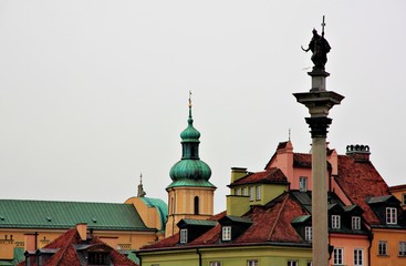 Warsaw old town, capital city of Poland, stare miasto kolumna Zygmunta
