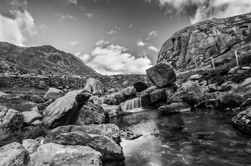 Mountain bridge over stream