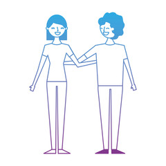 couple of young people relationship characters vector illustration degrade color design
