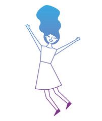 people female jumping enjoy character vector illustration degrade color design