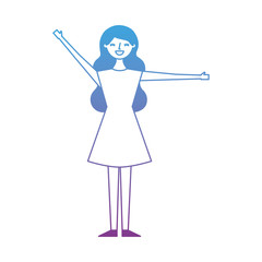 young woman people character gesturing with arms vector illustration degrade color design