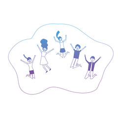 people group man and woman enjoyment vector illustration degrade color design