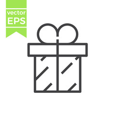 Obraz premium Vector Gift box with ribbon line icon, outline vector sign, linear style pictogram isolated on white. Symbol, logo illustration. Editable stroke. Pixel perfect.