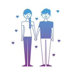 couple of young people in love heart romantic vector illustration degrade color design