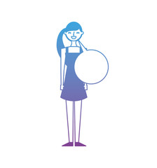 people female character with speech bubble vector illustration degrade color design