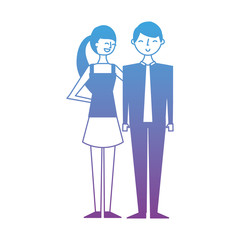 couple of young people characters vector illustration degrade color design