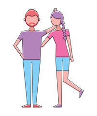 couple of young people relationship characters vector illustration