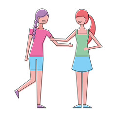 people character friends women together vector illustration