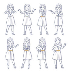Young Woman Stands in Different Poses