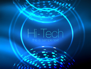 Glowing neon dotted shape abstract background, technology shiny concept design, magic space geometric background