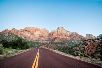 Fototapeta premium View from road to mountain cliffs
