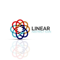 Abstract flower or star minimalistic linear icon, thin line geometric flat symbol for business icon design, abstract button or emblem