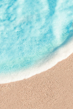 Soft Wave of Blue ocean in summer. Sandy Sea Beach  Background 
