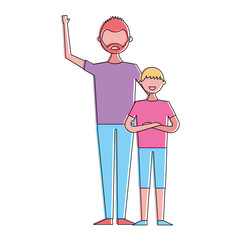 beard young man with boy together vector illustration