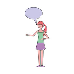 people female character with speech bubble vector illustration