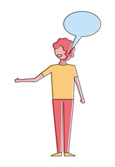 young people male man with speech bubble talk vector illustration