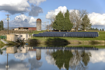 Solar pannels in a farm field Oregon state.